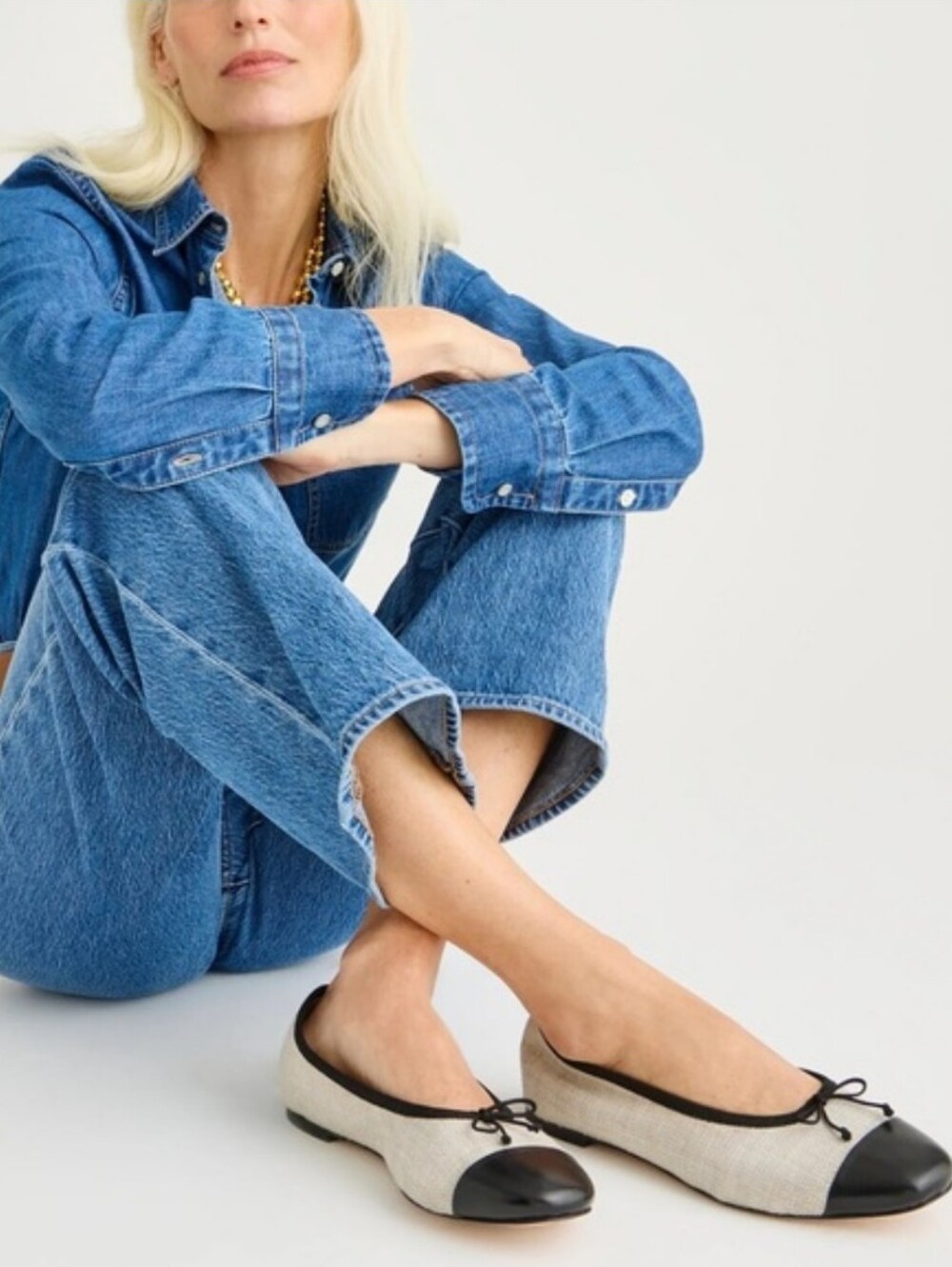 J. Crew Zoe Cap Toe Ballet Flats in Spanish Canvas
